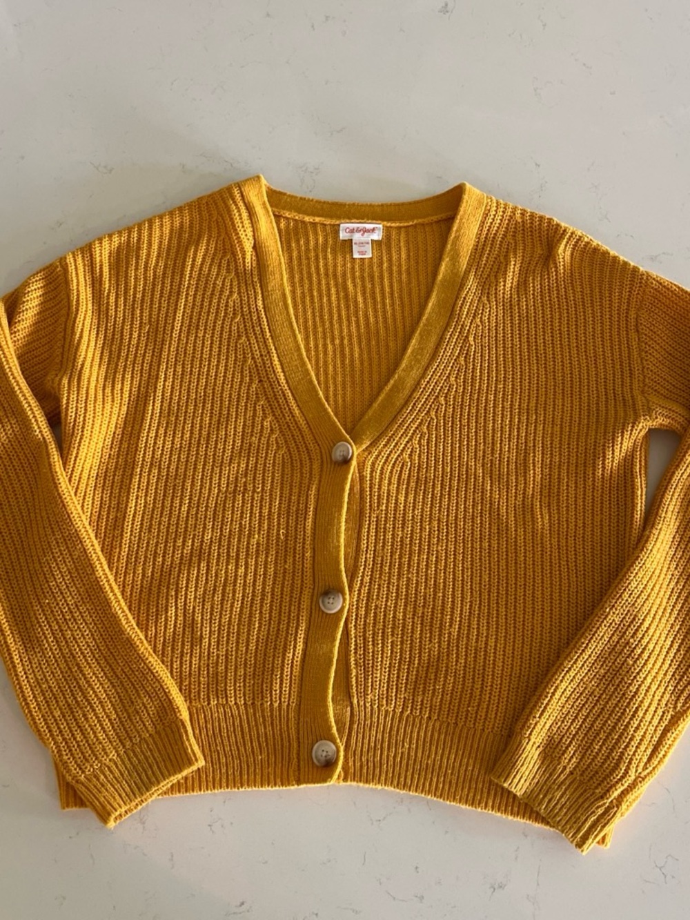 Cat & Jack Mustard Yellow Knit Button-Front Cardigan